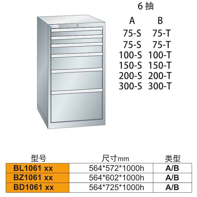 B-1061x車間用帶鎖重型工具柜