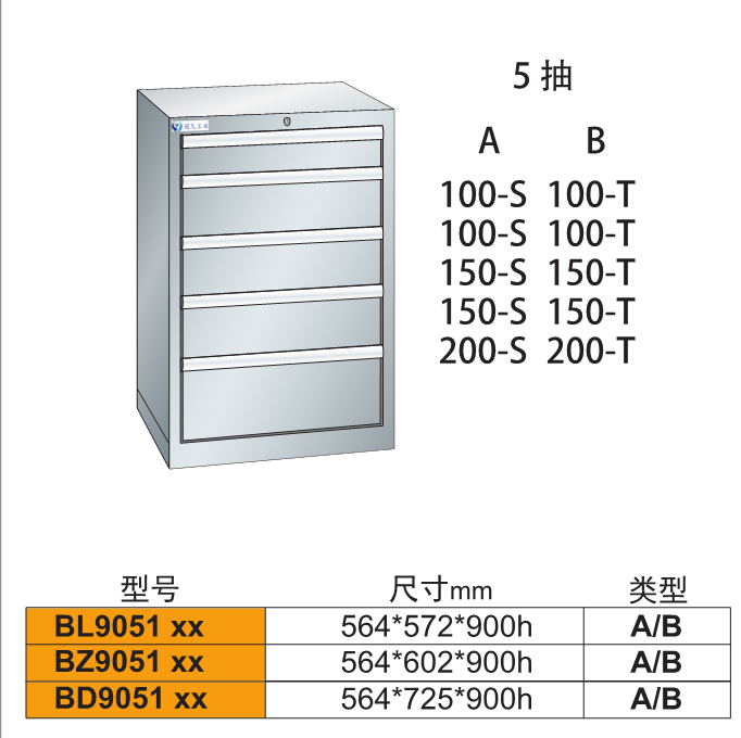 B-9051車間用鋼制重型工具柜